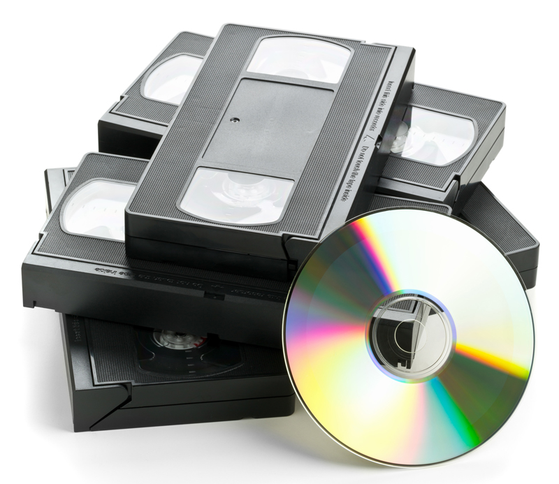 VHS tape and DVD disc